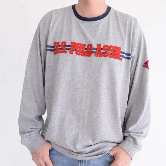 Vintage Y2K US Polo Assn. Grey Long Sleeve T-Shirt Size 2XL - Picture 2 of 15